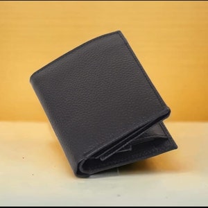 Cartera para hombre, de cuero genuino negro suave, regalo personalizado para Navidad, regalo de cumpleaños para novio, esposo o papá.