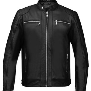 Veste en cuir véritable de style vintage | Coupe motard classique | Manteaux faits main pour hommes et femmes