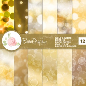 Gold bokeh digital papers for use in crafting and scrapbooking