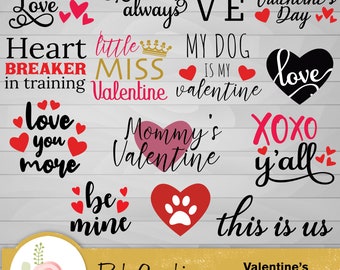 Bundle of 14 SVG, PNG files of Valentine’s Days Saying ready for cutting machines