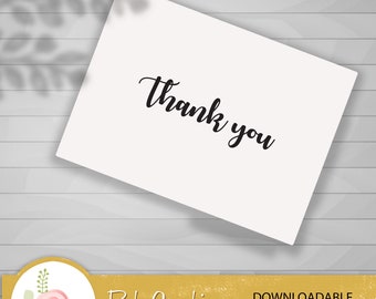 Printable Thank You Greeting Card | Minimal Style | A7 A2 | Blank Inside | Folded or Flat  |  PDF  |  Instant Download