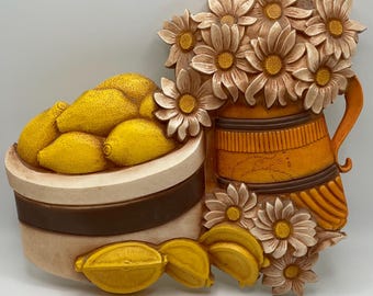 Vintage Homco 1981 Syroco Daisy & Lemons fruit kitchen #7610B USA