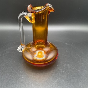 Vintage MCM Amber Vase/Pitcher by Pilgrim Glass