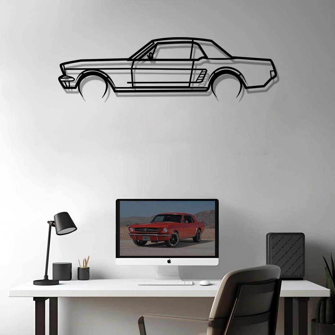 Car Wall Art Metal 1964s Classic Muscle Car Silhouette Retro Garage ...