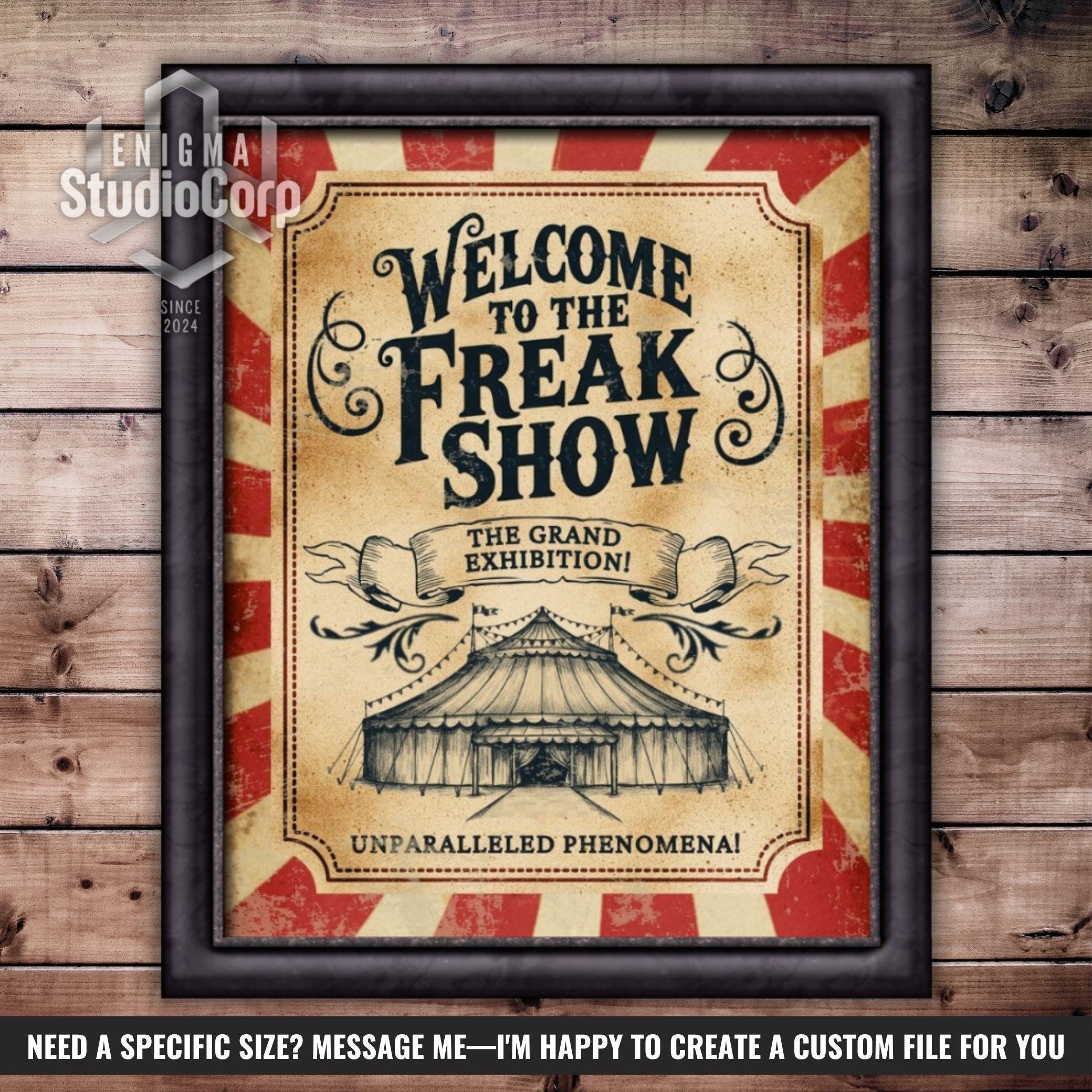Vintage Circus Freak Show Posters: Halloween Wall Art Decor, Set