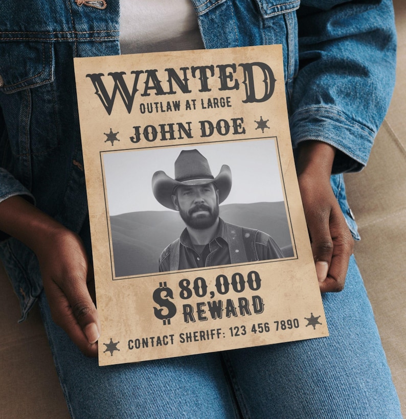 Editable Wanted Poster Template, Printable Vintage Wild West Party ...