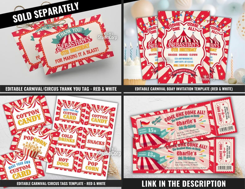Editable Carnival Sign, Carnival Birthday Sign, Printable Circus Tent ...