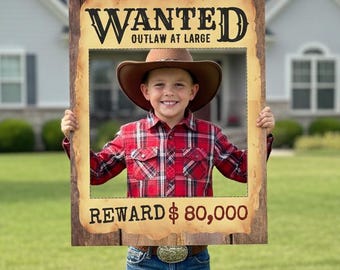 Printable Wanted Poster Photo Booth Frame Prop, Wild West Party Decor, Cowboy Birthday Reward Sign, Outlaw Selfie Station, 16x20 & 20x30 Set