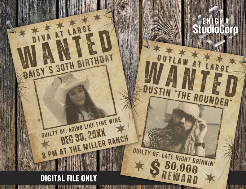 CUSTOM Wanted Poster With Photo, Personalized Wild West Wanted Sign ...