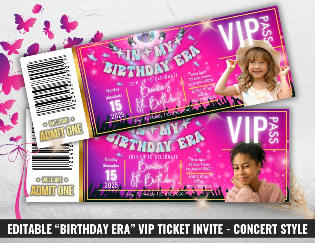 In My Birthday Era VIP Ticket Invitation With Photo, Disco Concert ...