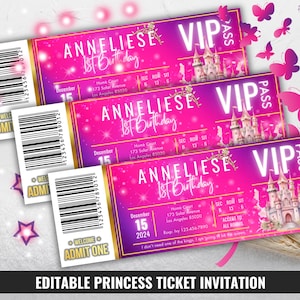 Prinzessin Geburtstagseinladung VIP-Karte, kleine Prinzessin Schloss-Karte, Prinzessin Party einladen, Prinzessin Einladung, Mädchen-Geburtstags-Einladung