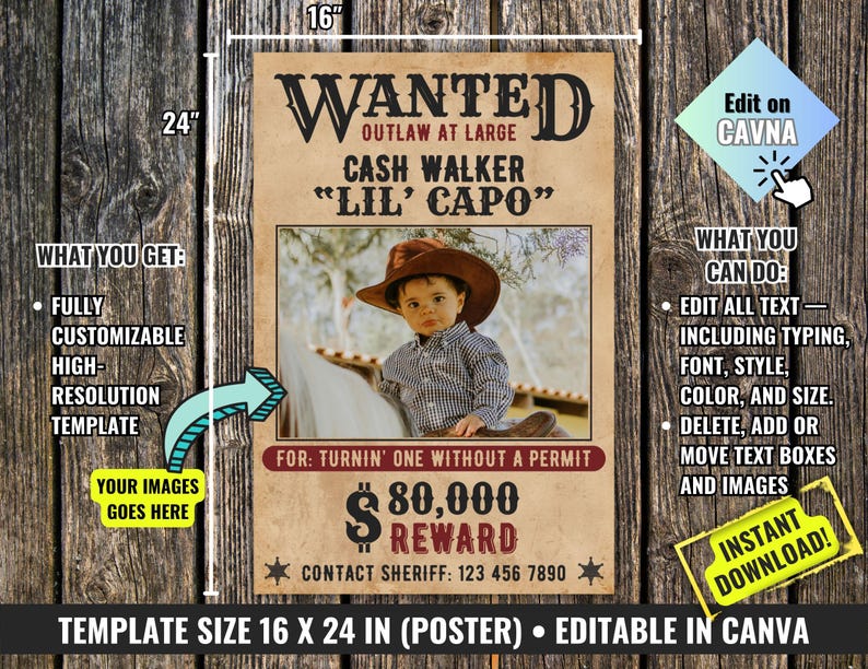 Editable Wanted Poster Template 16x24 Printable Vintage Wild West editable-wanted-poster-template-16x24-printable-vintage-wild-west