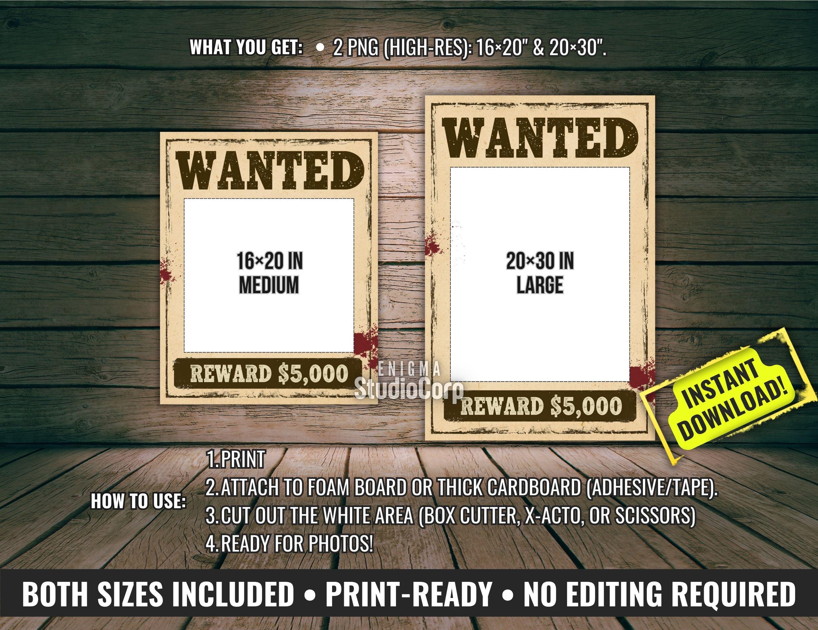 Printable Wanted Poster Photo Booth Frame, Wild West Party Decor ...