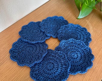 crochet coaster set (6 pieces) | handmade coasters | 12 color options | made to order
