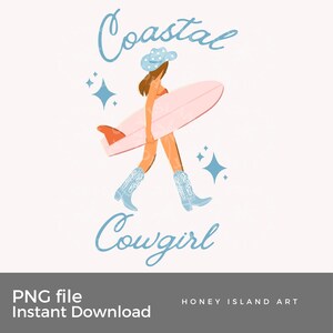 Coastal Cowgirl Digital Download Pink and Blue PNG Instant Download Transparent Background File