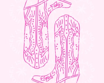 Cowgirl Pink Boots: Western SVG PNG File (Digital Download)