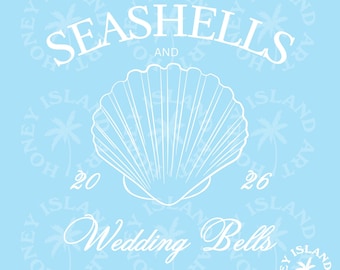 Seashells Wedding Bells PNG: Bachelorette Party Decor (Digital Download)