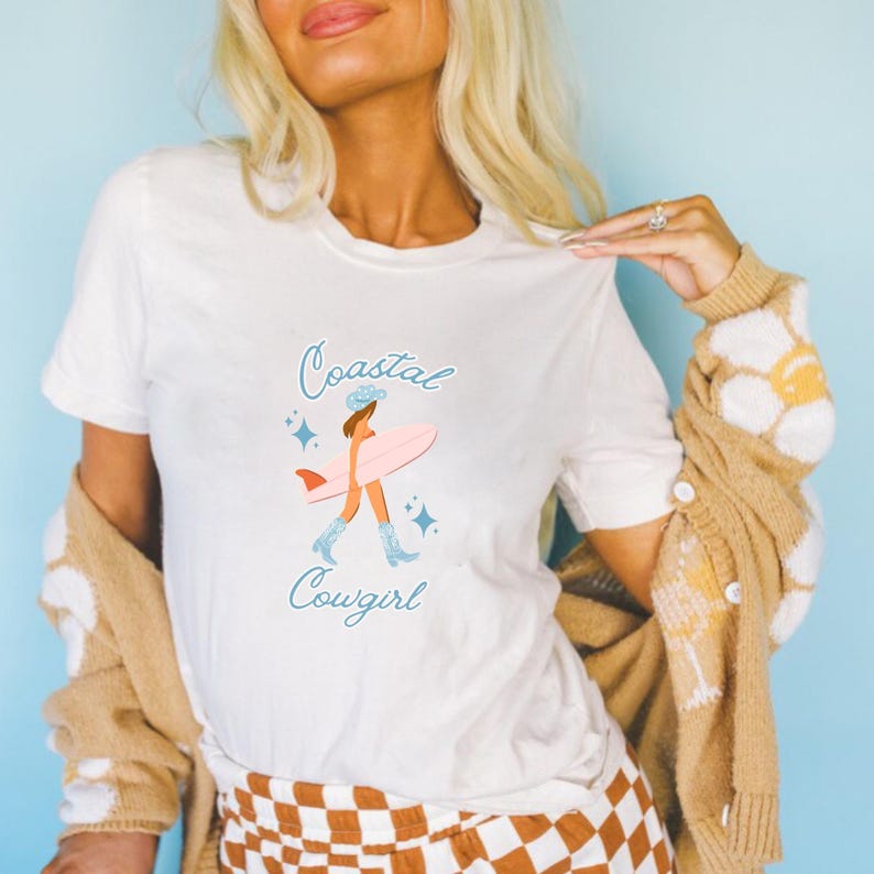 Coastal Cowgirl Digital Download Pink and Blue PNG Instant Download Transparent Background File