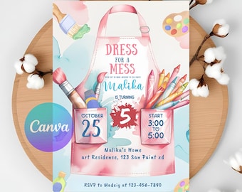 Editable Painting Party Invitation: Girly Art Craft (Digital Download)