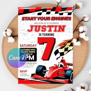 Race Car Birthday Invitation Template, Editable Race Car Birthday Invitation, Boys Invitation, Car Birthday Invitation, Instant Download