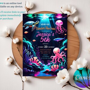 Invitations Birthday, Birthday Invitations, Instant Download, Editable, Canva Template, Under The Sea, Under The Sea Party, Ocean Animals Party, Under The Sea Theme, Under The Sea Invite, Ocean Animals Invite, Ocean Party, Sea Birthday Party, Pool Birthday Party, Sea Animal Birthday, Sea Party Invite, Under The Sea Invite, Sea Editable Invite, Onder The Sea, Printable Template, Editable Invitation, Digital,
