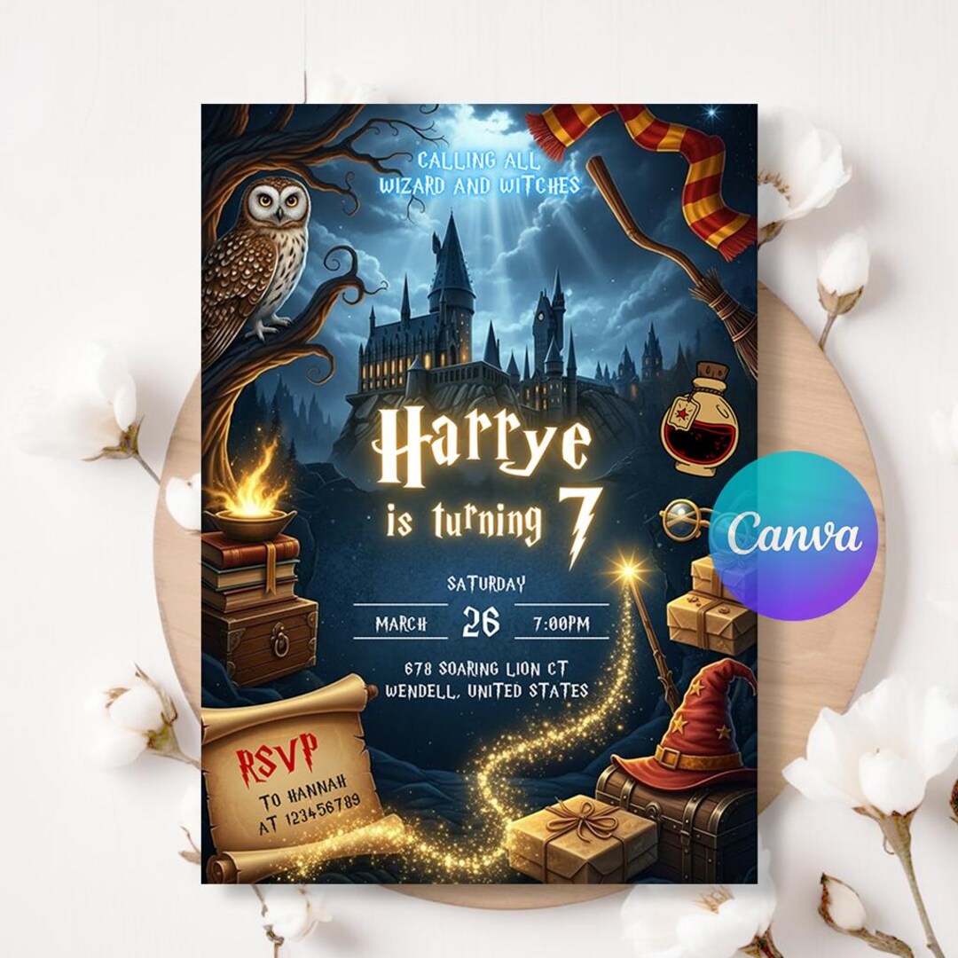 Magic Invite Editable Wizard Magic Birthday Invitation, Enchanted Fantasy Party ...
