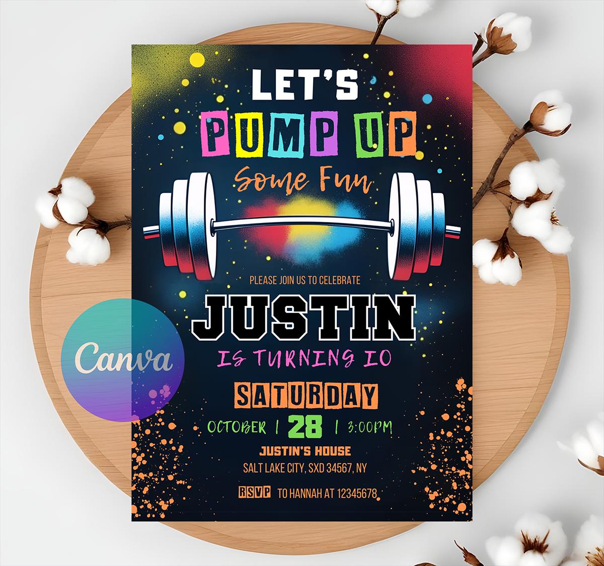 Fitness Gym Birthday Invitation: Printable Party Template (Instant Download)