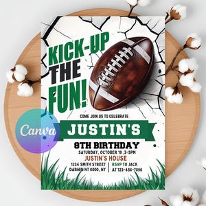 Football First Birthday Invitation: Game On, Editable Template (Digital Download)