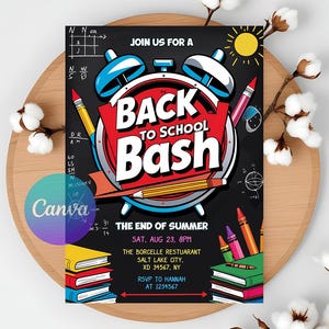 Zurück zur Schulparty-Einladungsvorlage: Bearbeitbares Hello School Design (Digitaler Download, 5x7 &quot;PDF)