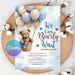 Blue Boy Boho Bear Baby Shower Invite, Bear Baby Shower Invitation We Can Bearly Wait Invitation, Teddy Bear Invite For Girls