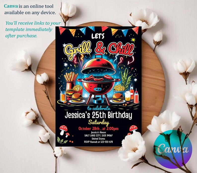 Invitations, Birthday Invitations, Instant Download, Editable Invitation, Birthday Bbq, Bbq Invitation, Bbq Birthday, Bbq, Birthday Invitation, Adult Invitation, Adult Birthday Party, Birthday Barbeque, Barbecue Invitation, Bbq Invite,  Editable Invitation, Invitation Template,  Backyard Bbq, Invitations Instant Download, Digital Download Invitation, Canva Template, Birthday Card,, Printable Template, Digital, pool party, hello summer, hello pool, watercolor, party