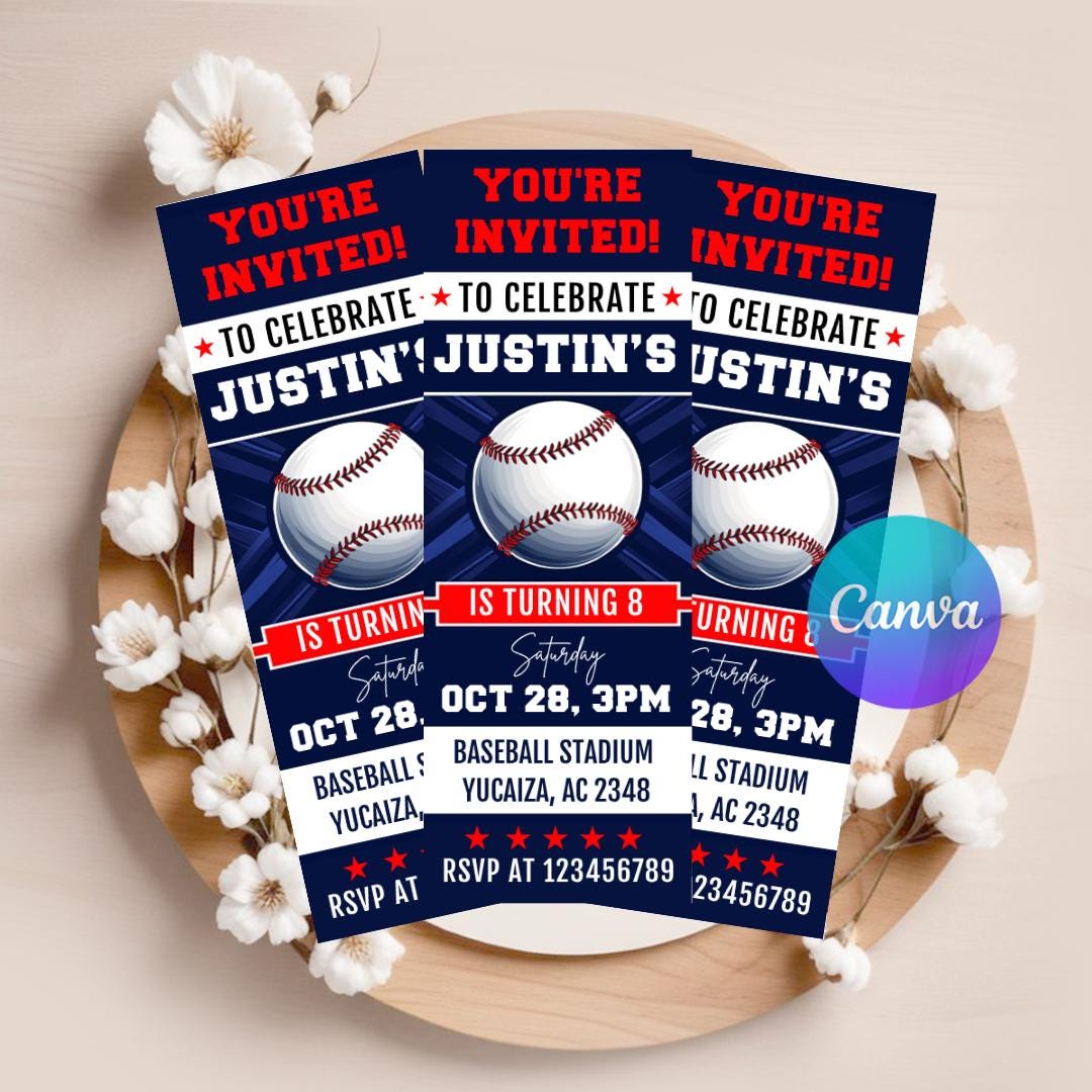 Baseball Ticket Birthday Invitation, Sports Party Invite, Boy or Girl ...