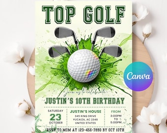 Golf-Themed Birthday Invitation, Par-Tee Time Party Invite, Green Course Celebration, Fun Golf Bash, Editable Canva Design