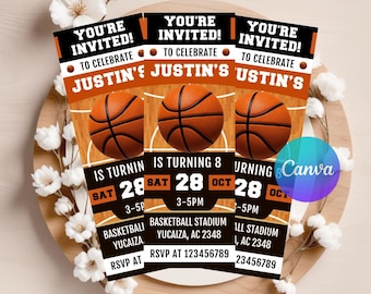 Basketball Birthday Invitation, Vip Game Time Party, Sports Ticket Invitation, Sports Invitation, Basketball Party Ticket Invite