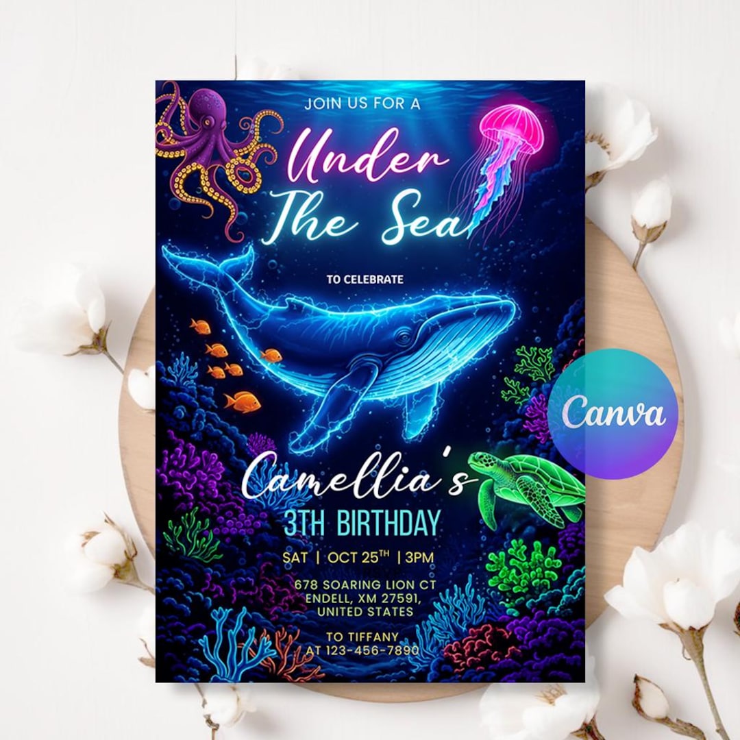 Under the Sea Editable Template, Ocean Theme Birthday Invite, Nautical ...