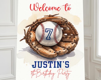 Baseball Boy  Welcome Sign Template, Boy Birthday  Welcome Sign Template (A4, A3,  Arch D 24" x 36" and 18x24")