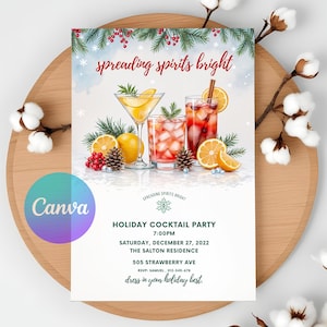 Festive Holiday Cocktail Party Invitation: Printable Evite (5x7&quot;)