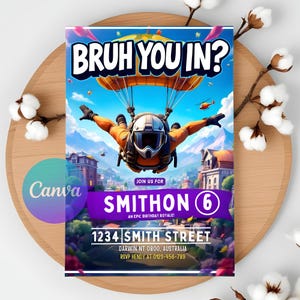 Bruh Geburtstagseinladung, Gamer-Geburtstagsfeier einladen, Videospiel-Party E-Invite, anpassbare digitale Vorlage, druckbare Geburtstagskarte