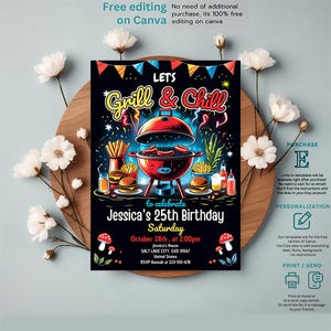 Invitations, Birthday Invitations, Instant Download, Editable Invitation, Birthday Bbq, Bbq Invitation, Bbq Birthday, Bbq, Birthday Invitation, Adult Invitation, Adult Birthday Party, Birthday Barbeque, Barbecue Invitation, Bbq Invite,  Editable Invitation, Invitation Template,  Backyard Bbq, Invitations Instant Download, Digital Download Invitation, Canva Template, Birthday Card,, Printable Template, Digital, pool party, hello summer, hello pool, watercolor, party