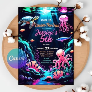 Invitations Birthday, Birthday Invitations, Instant Download, Editable, Canva Template, Under The Sea, Under The Sea Party, Ocean Animals Party, Under The Sea Theme, Under The Sea Invite, Ocean Animals Invite, Ocean Party, Sea Birthday Party, Pool Birthday Party, Sea Animal Birthday, Sea Party Invite, Under The Sea Invite, Sea Editable Invite, Onder The Sea, Printable Template, Editable Invitation, Digital,