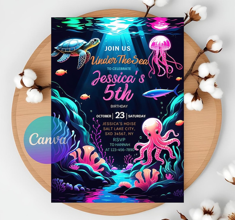 Invitations Birthday, Birthday Invitations, Instant Download, Editable, Canva Template, Under The Sea, Under The Sea Party, Ocean Animals Party, Under The Sea Theme, Under The Sea Invite, Ocean Animals Invite, Ocean Party, Sea Birthday Party, Pool Birthday Party, Sea Animal Birthday, Sea Party Invite, Under The Sea Invite, Sea Editable Invite, Onder The Sea, Printable Template, Editable Invitation, Digital,