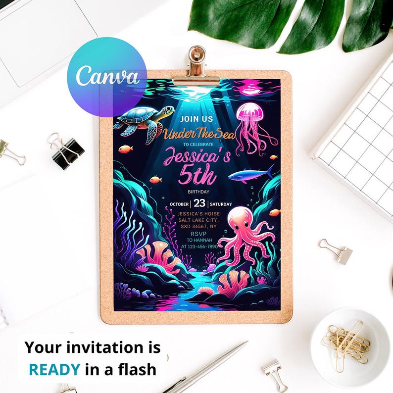 Invitations Birthday, Birthday Invitations, Instant Download, Editable, Canva Template, Under The Sea, Under The Sea Party, Ocean Animals Party, Under The Sea Theme, Under The Sea Invite, Ocean Animals Invite, Ocean Party, Sea Birthday Party, Pool Birthday Party, Sea Animal Birthday, Sea Party Invite, Under The Sea Invite, Sea Editable Invite, Onder The Sea, Printable Template, Editable Invitation, Digital,