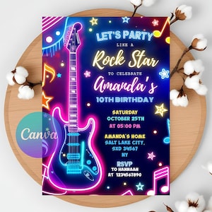 Karaoke Birthday Invitation, Rockstar Birthday, Rockstar Birthday Party Invites, Rockstar Adult Birthday
