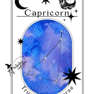 Steenbok dierenriem sterrenbeeld aquarel digitaal bestand Art Print – handgeschilderd tarotkaartontwerp – astrologie muurkunst