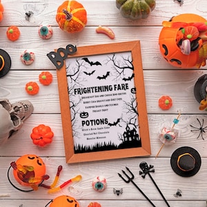 Customizable Halloween Party Menu Template Editable Halloween Menu Printable Instant Download Edit with Canva DIY Halloween Menu
