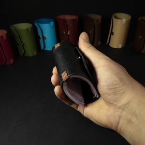 Handgefertigte Geldbörse aus Leder mit Neodym-Magnetverschluss und Gummiband | Schlank & Sicher