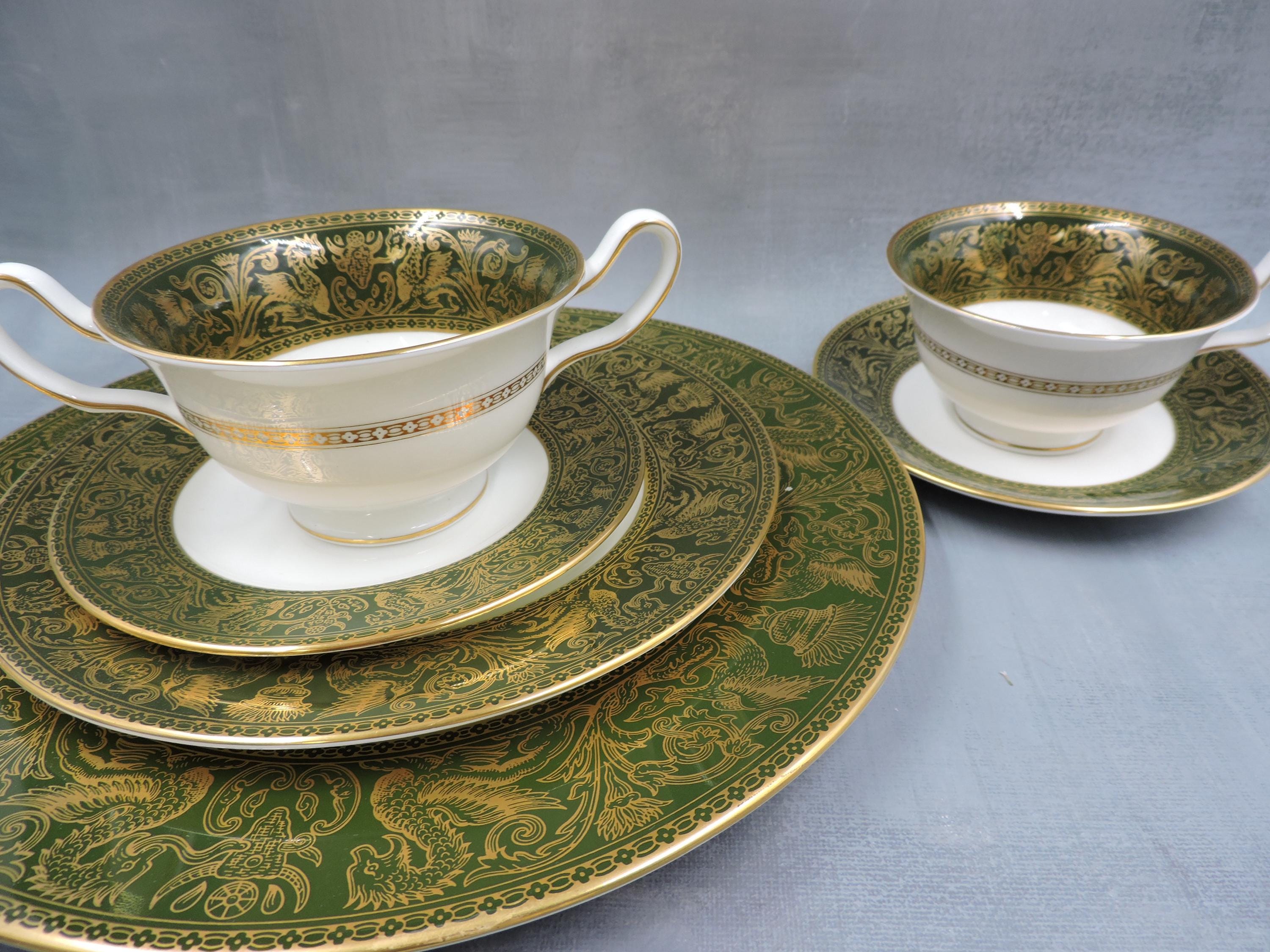 ☆ Bone China GOLD FLORENTINE W4219 プレート 5枚セット 平皿 直径22.8cm ウェッジウッド ゴールドフロレンティーン 食器 皿 札幌 北20条店 Wedgwood Gold Florentine W 4219 Bone China Made In England #45965
