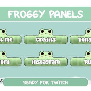 Cute frog profile panels for twitch streamers! About Me Section | Social Media Links