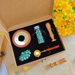 Custom wax seal stamp kit for wedding invitation, Initial wax seal stamp custom for gift, Wax seal kit, Custom wax stamp kit for gift