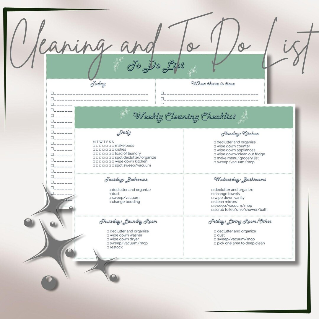 Printable Cleaning/to Do Checklist, Floral Cleaning Schedule, Weekly ...